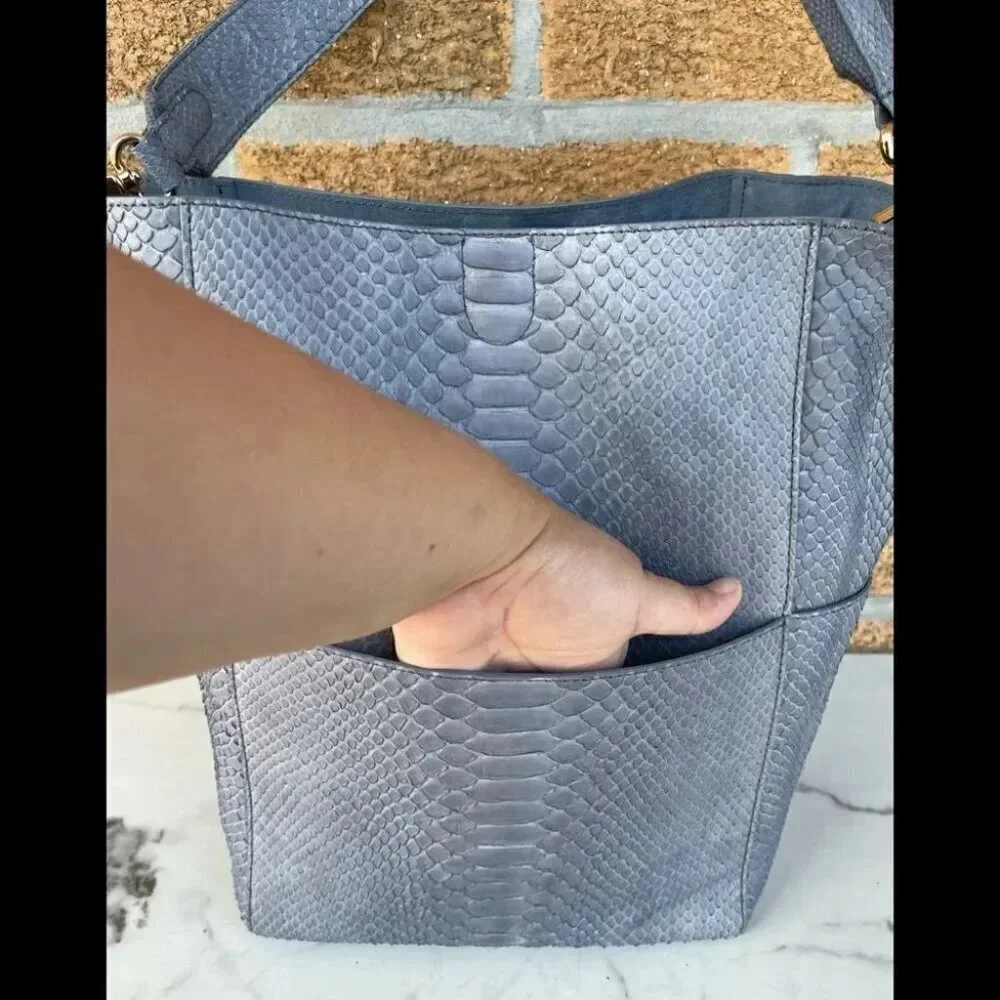Byron New York Genuine Python LeatherBucketHandbag - Picture 2 of 16